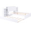 Lit plateforme double blanc avec tablettes coulissantes et lit gigogne simple - Bois massif solide pour un temps de repos élégant