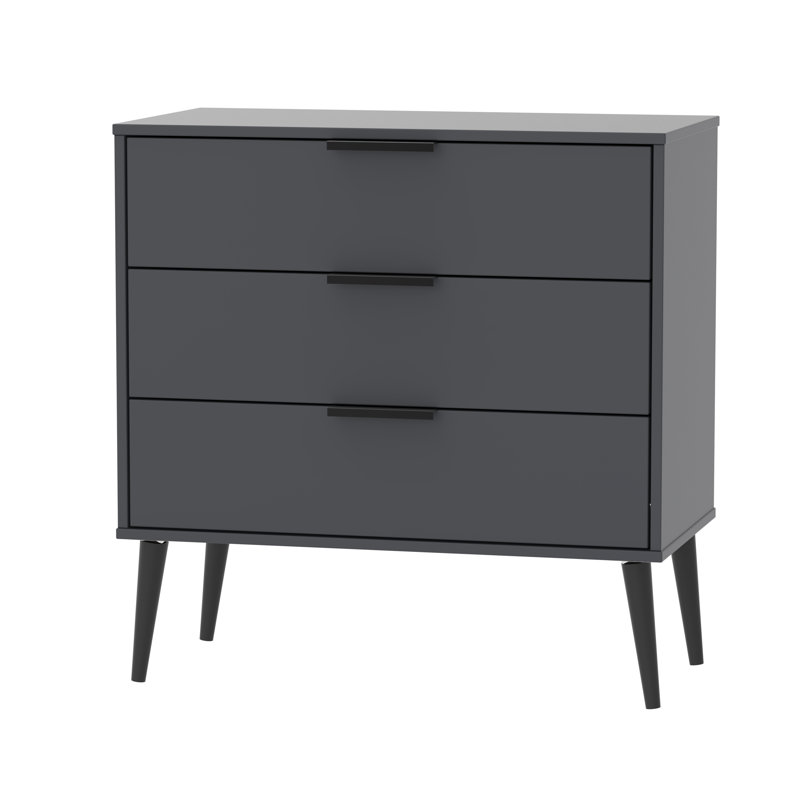 Fully Assembled Euart 3 Drawer Chest, Graphite/Black