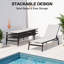 Ensemble de chaise longue d'extérieur empilable et inclinable en métal avec table d'appoint Esko-1596862493