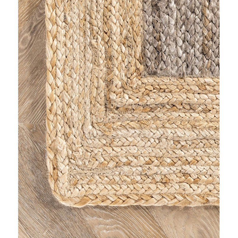 Tapis rectangulaire en jute tissé à la main 3 pi 11 po x 5 pi 11 po naturel / gris
