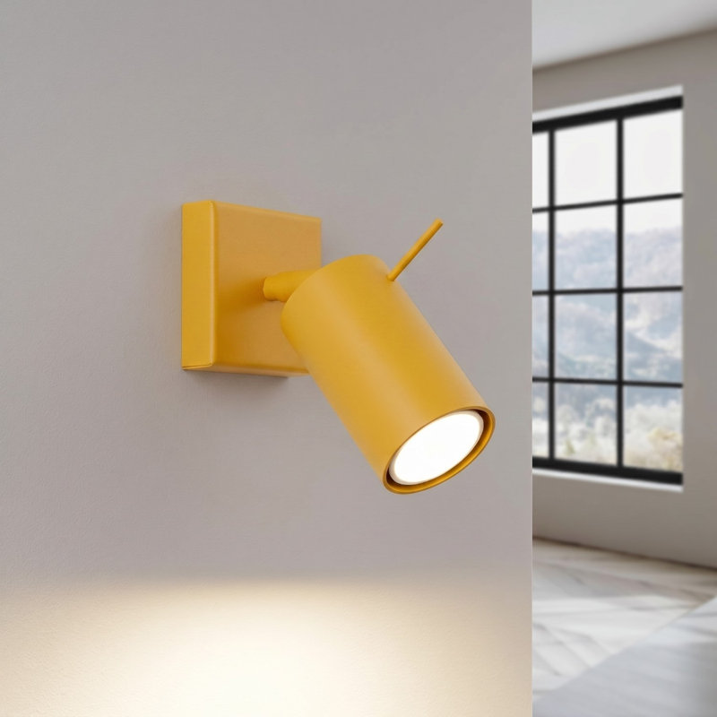 Wall lamp RING white with a switch, 8x16x8 cm, Yellow
