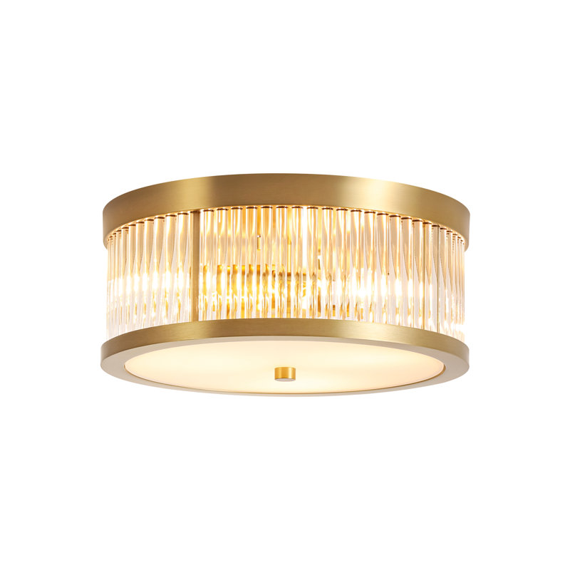 Plafonnier encastré cylindrique rond 3 lumières Celora, Or rose, Or