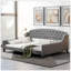 Lit de jour capitonné moderne de luxe, double, gris