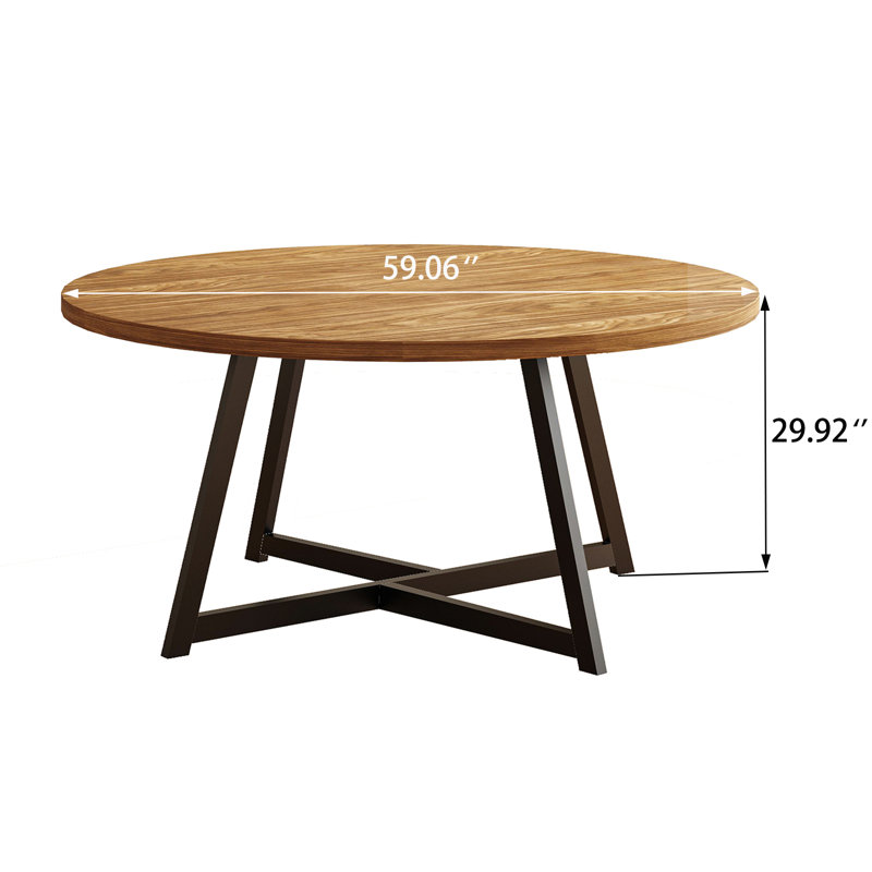 59 Inch Round Dining Table For 6 Person, Rustic Round Dining Room Table For Home Dining Room Kitchen, Circle Dining Table