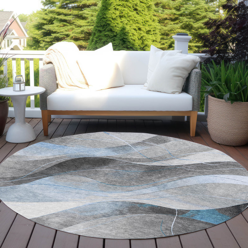 Tapis intérieur / extérieur bleu Aelien, 8 pi x 8 pi
