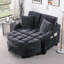 Double sofa chaise longue with irregular armrests and two small throw pillows-119283248