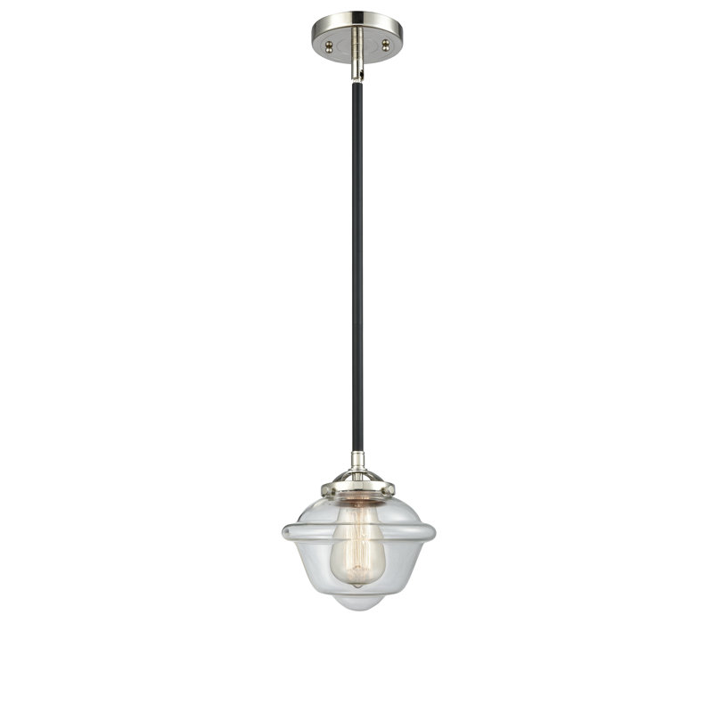 Luminaire suspendu simple à 1 lumière Baptiste, Transparent, Nickel poli noir, Ampoule non incluse