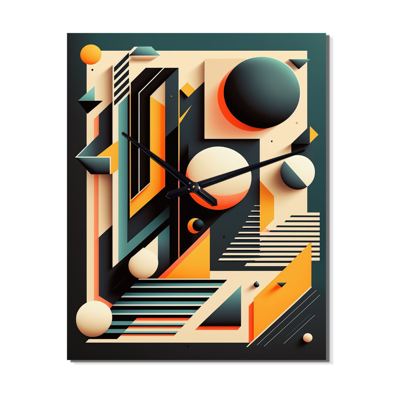 Retro Elementary Geometrics I Wall Clock, Medium