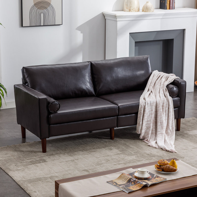 Nuhi Upholstered 76.2'' Sofa, Dark chocolate