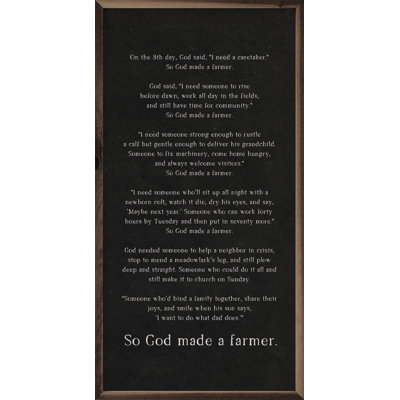 «So God Made A Farmer», noir