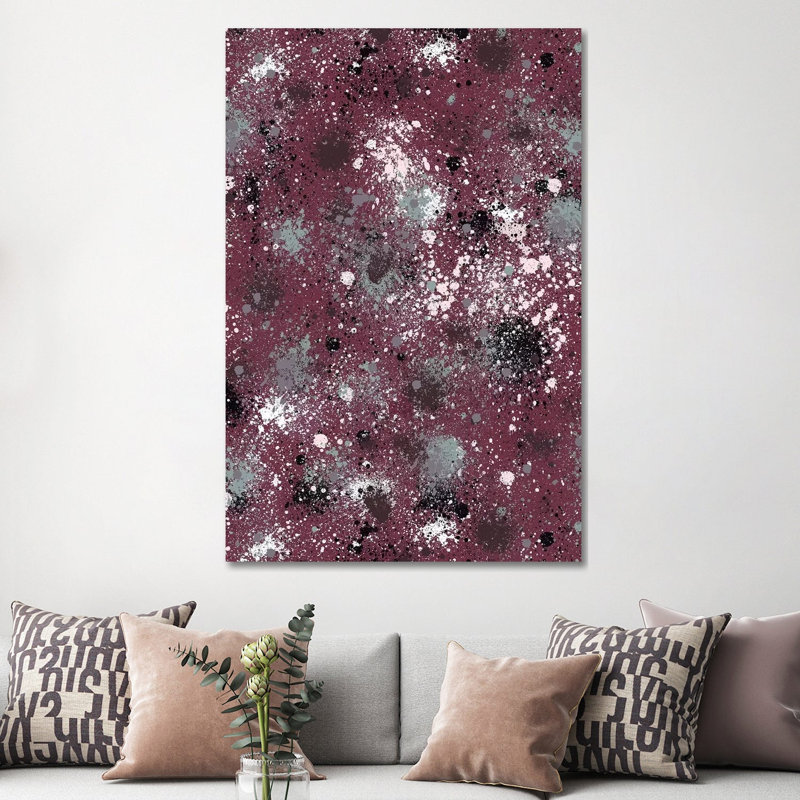 Ink Splatter Dust Burgundy by Ninola Design - Wrapped Canvas Painting