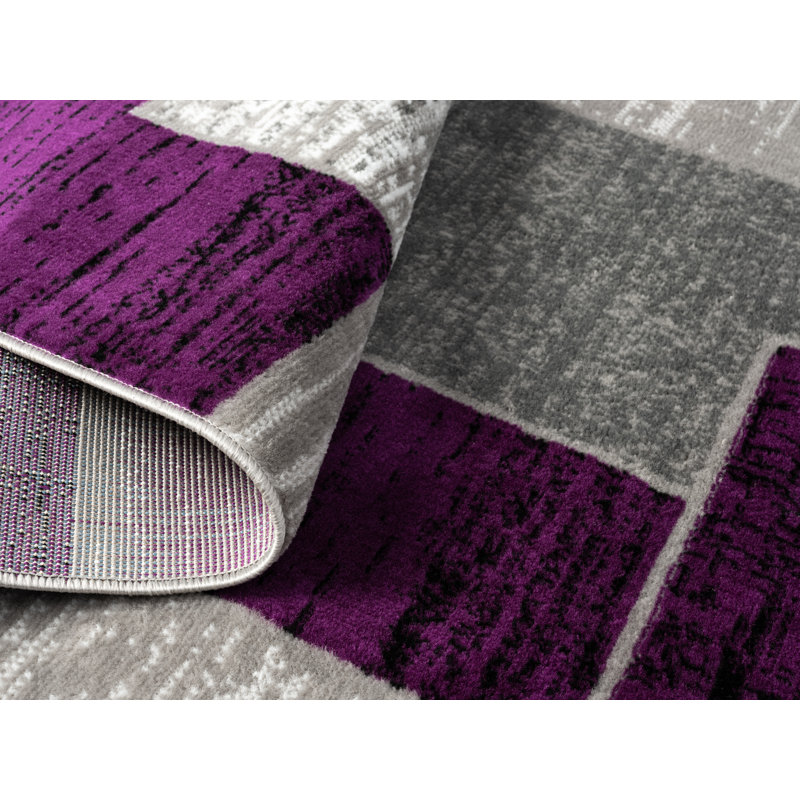 Tapis mauve à motif géométrique Balderston, Rectangle de 2 pi x 3 pi