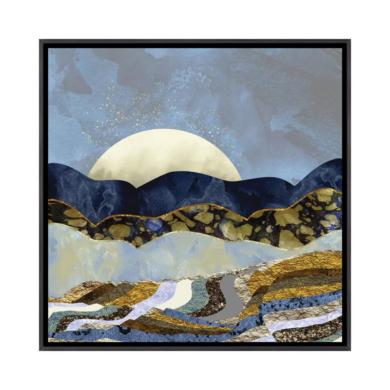 Firefly Sky - impression d'art graphique, Pas de tapis, H 26 po x l 26 po x P 1,5 po, Toile avec cadre noir patiné