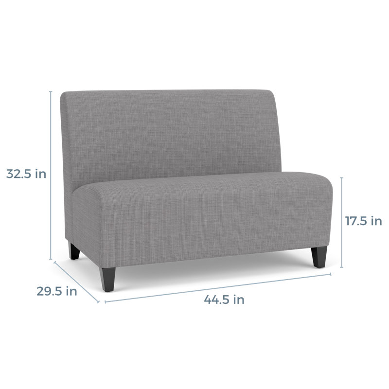 Causeuse sans accoudoirs Ravenna, Bois noir, Gris chambray