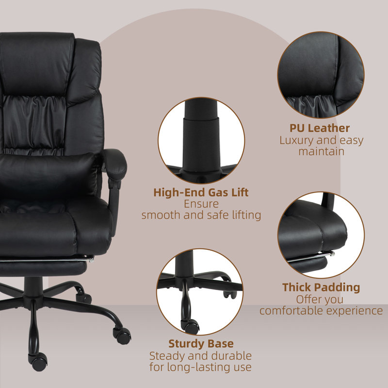 6-Point PU Massage Chair Electric Angle Adjustable Remote, Black