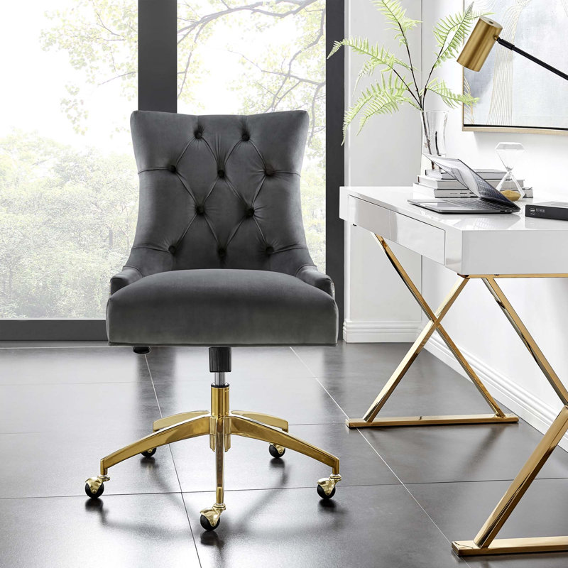 Chaise de bureau Regent, Gris, Doré