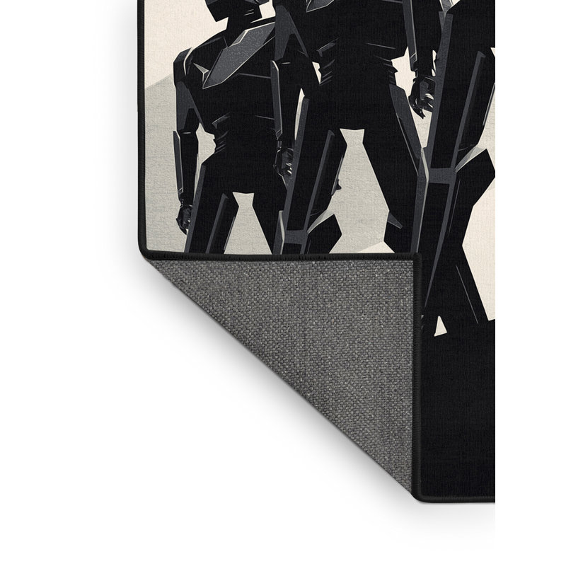 Tapis gris moelleux moelleux de style art déco Robot Armée Fallston, 7 x 9