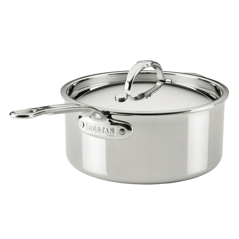 Casserole en acier inoxydable avec couvercle de 4 pintes de qualité professionnelle avec couvercle 