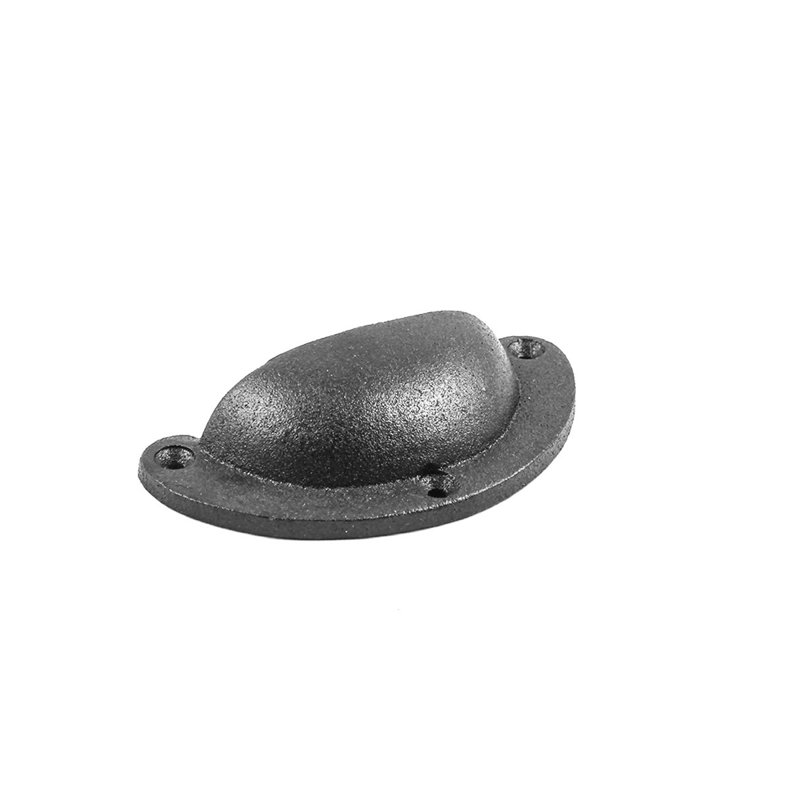 Black Iron Cup Pull with Mounting Hardware