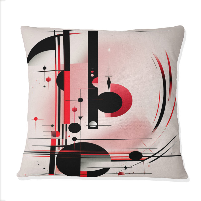 Coussin décoratif imprimé géométrique noir et rose In The Know