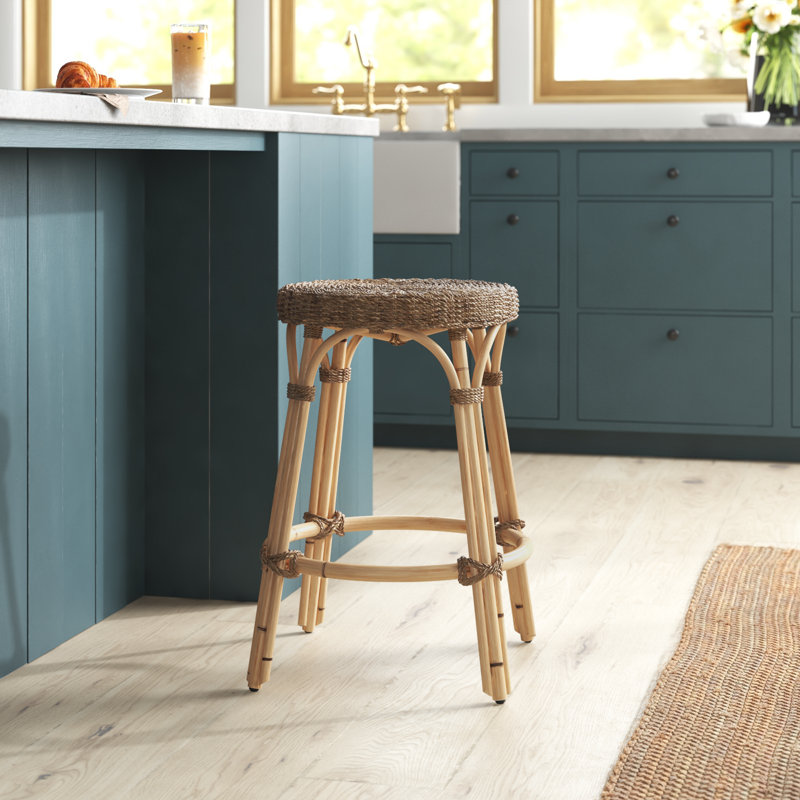 Alastair 24" Rattan Counter Stool - Khaki Brown, Khaki