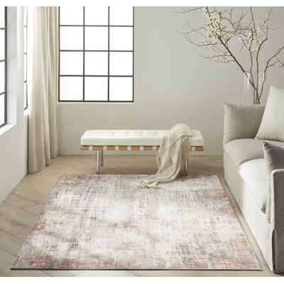 CK022 INFINITY Rust Red/Grey/Blue Area Rug