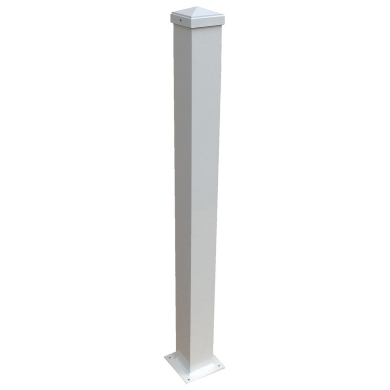 Poteau en aluminium l 3 po avec base soudée, H 44 po x l 3 po x P 3 po, Blanc