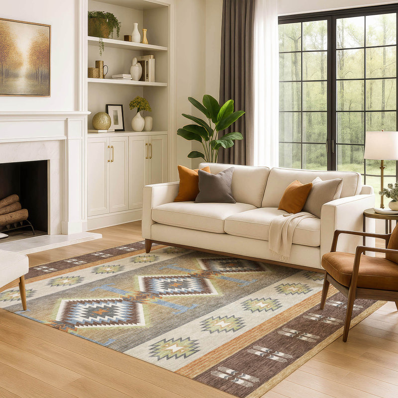 Tapis de lodge Villers AMF2541 de qualité supérieure, lavable à la machine, Chocolat, 10 pi x 14 pi