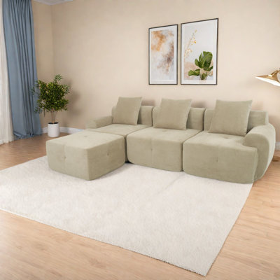 Versatile Taupe Sofas, Pineapple Fabric, Modern Living Room