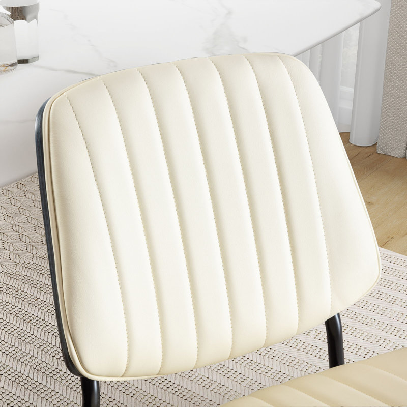 Chaise de salle à manger rembourrée Lashanay, Beige, Noir