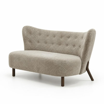 Fauteuil d'appoint en chenille avec dossier incurvé, sans accoudoirs et boutons de dossier