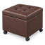Repose-pieds carré en similicuir avec roulettes 17,7 po Clariece-853495298
