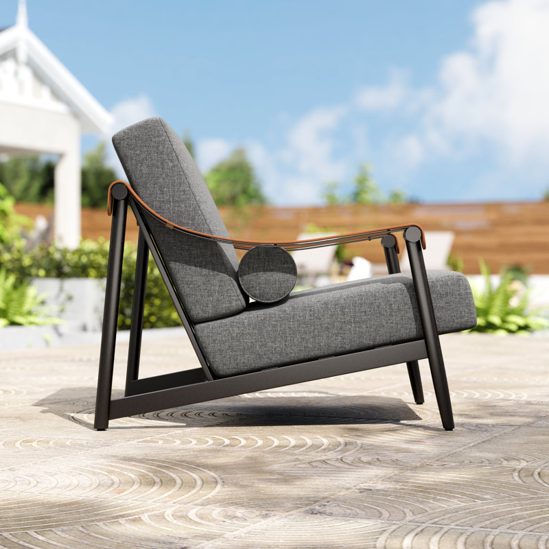 Outdoor Club Chair with Extra-Thick Seat Cushion (approx. 6.3") and Fixed 110° Relaxed Back Angle