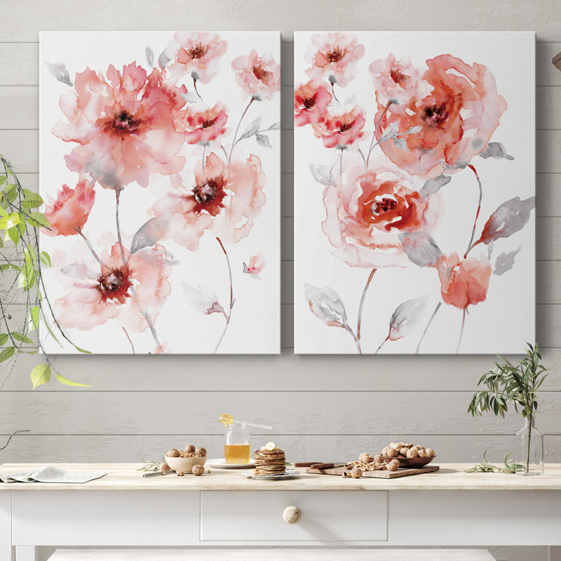 Translucent Blush I - ensemble de 2 reproductions d'art, Pas de tapis, H 40 po x l 60 po x P 1 po, Toile tendue