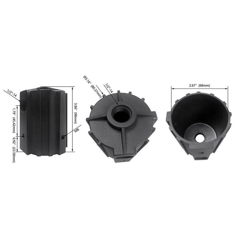 Adaptateur de moyeu rond réducteur de ténon de 2-3 / 8 po à 1/2 po NPT, support de poteau rond de 1/2 po avec D.O. Tenon