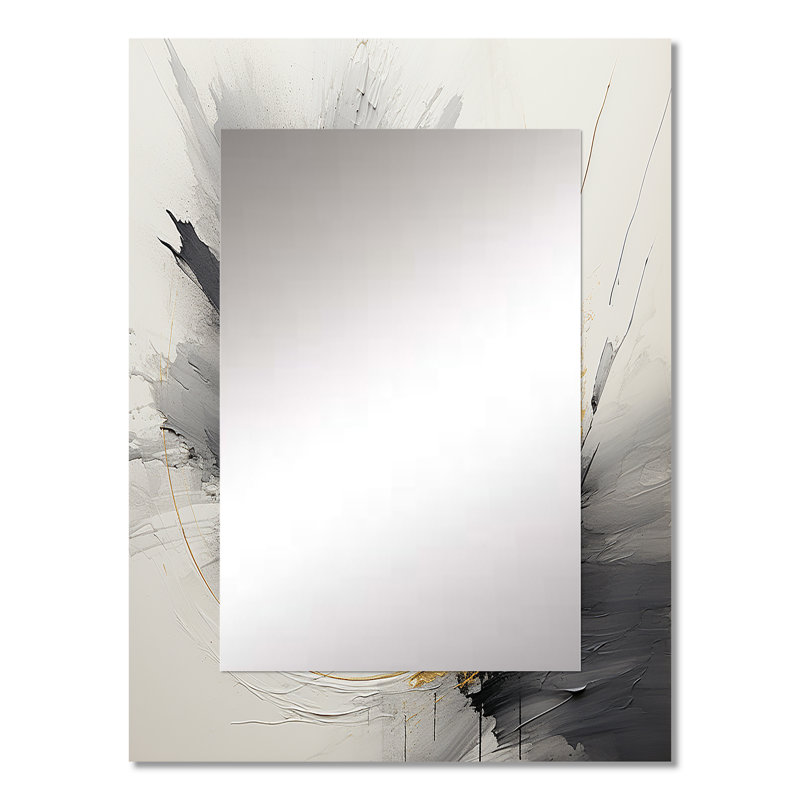 Infinite Motion III - miroir décoratif à spirales abstraites, grand miroir mural gris, impression d'art en métal