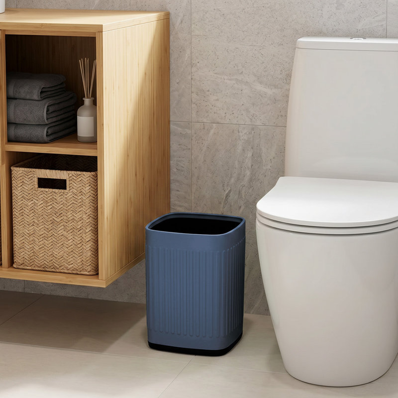 Poubelle de cuisine en métal de 6,8 litres (1,8 gallon) – Étanche, petite poubelle décorative pour salle de bain, bureau, chambre – Bleu