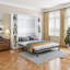 Lit mural pliable de 89,7 pouces avec armoire de rangement et lattes en bois massif