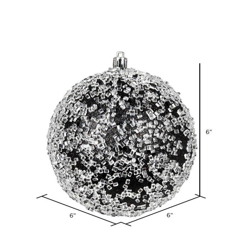 Ornement boule scintillante, H 6 po x l 6 po x P 6 po, Noir, 4
