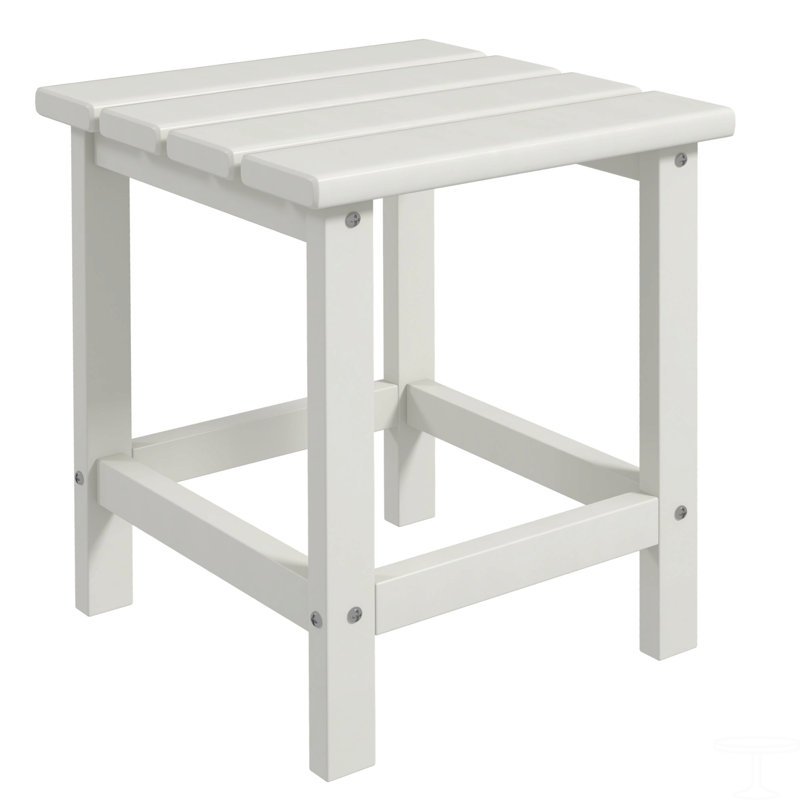 Table d'appoint, table de bout de patio carrée, table d'extérieur en Hdpe résistante aux intempéries de 15 po, Blanc