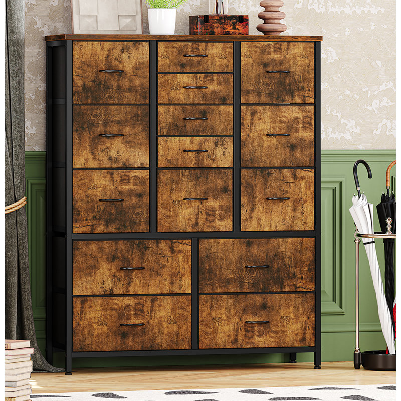 15 Drawer Storage Drawer, Brown/Black