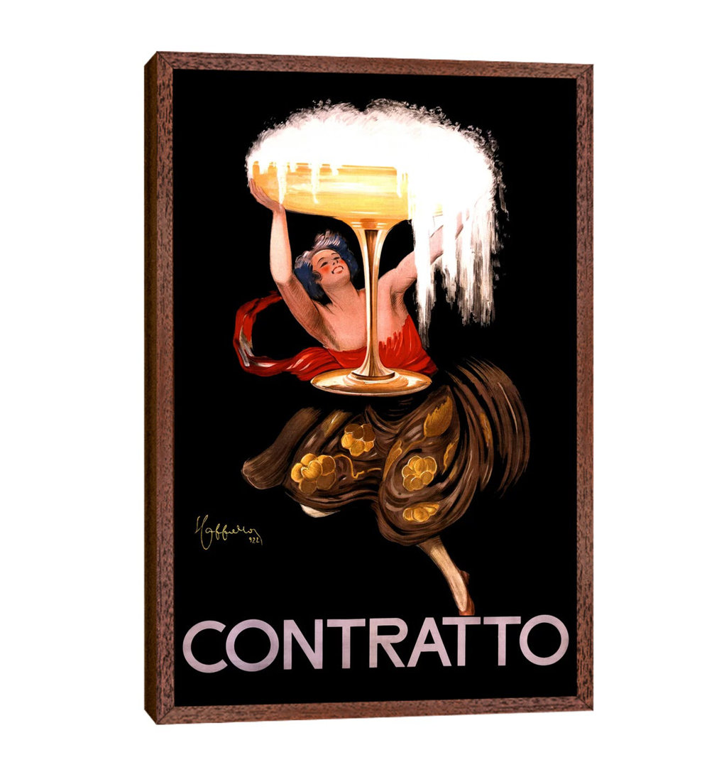 'Contratto Champagne Vintage Advertisement' by Leonetto Cappiello - Floater Frame Graphic Art Print on Canvas