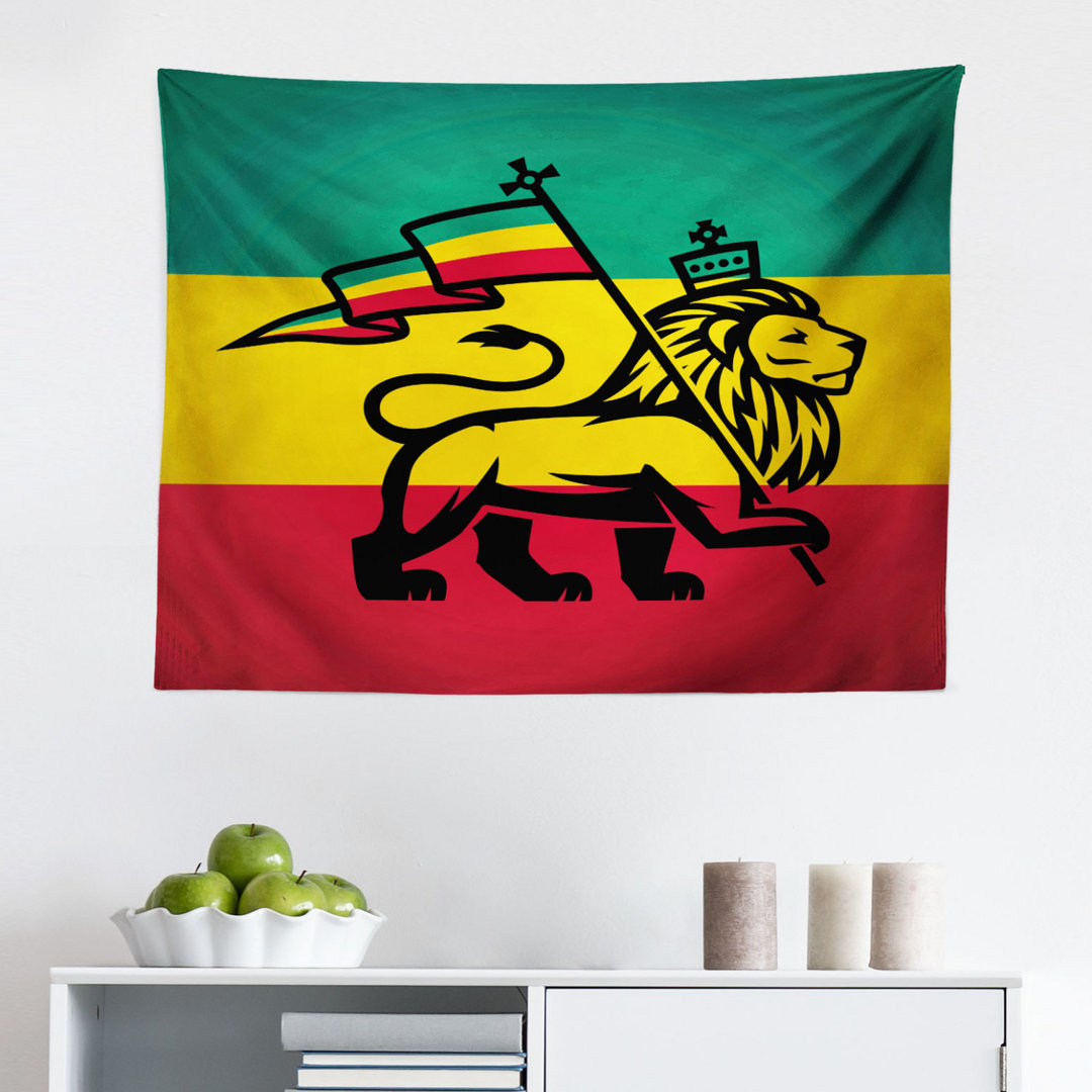 Wandbehang Löwe eine Rastafari Flagge Dschungel Reggae Thema Kunst bunte kulturelle folkloristische