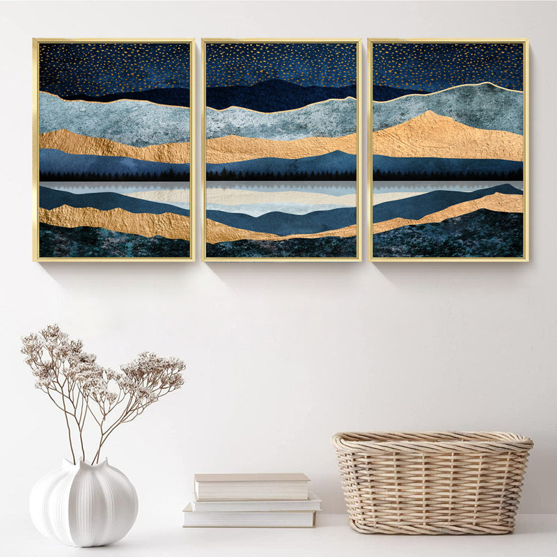 Paysage abstrait - Ensemble de 3 reproductions de cadres photo sur toile