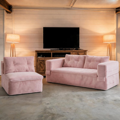 Canapé-lit convertible de 203 cm avec revêtement en velours côtelé moelleux et méridienne