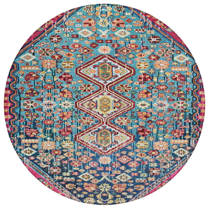 Machine Washable Indoor/Outdoor Xhevrie Teal Rug, Rectangle 2' 6" x 3' 10"