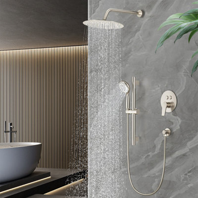 10 Inch Rainfall Shower Head With Handheld Combo Set With Slide Bar
