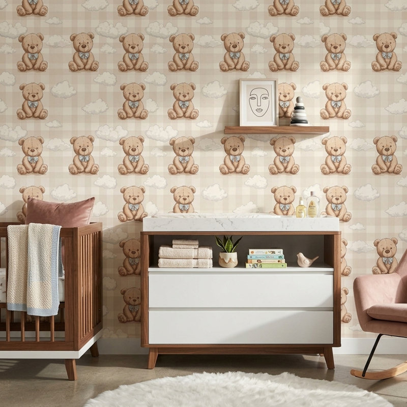 Rouleau double de papier peint Teddy Bear, Textured Non-Pasted