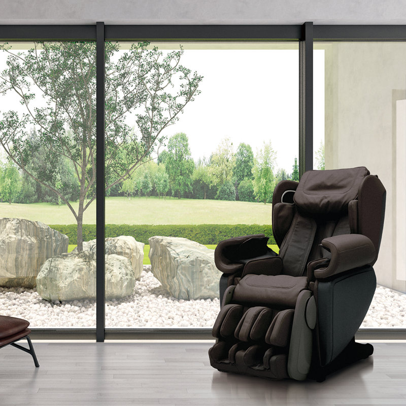 Fauteuil de massage inclinable et chauffant avec repose-pieds et bien-être Premium, Similicuir brun