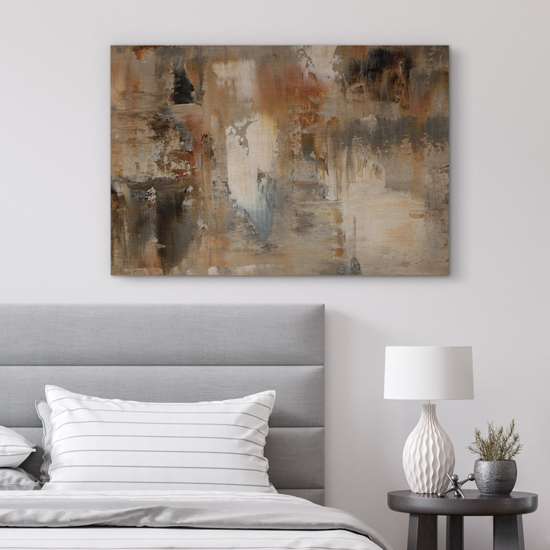 Abstrait, nuances neutres et neutres, impression sur toile encadrée, Toile tendue, H 32 po x l 48 po x P 1,5 po